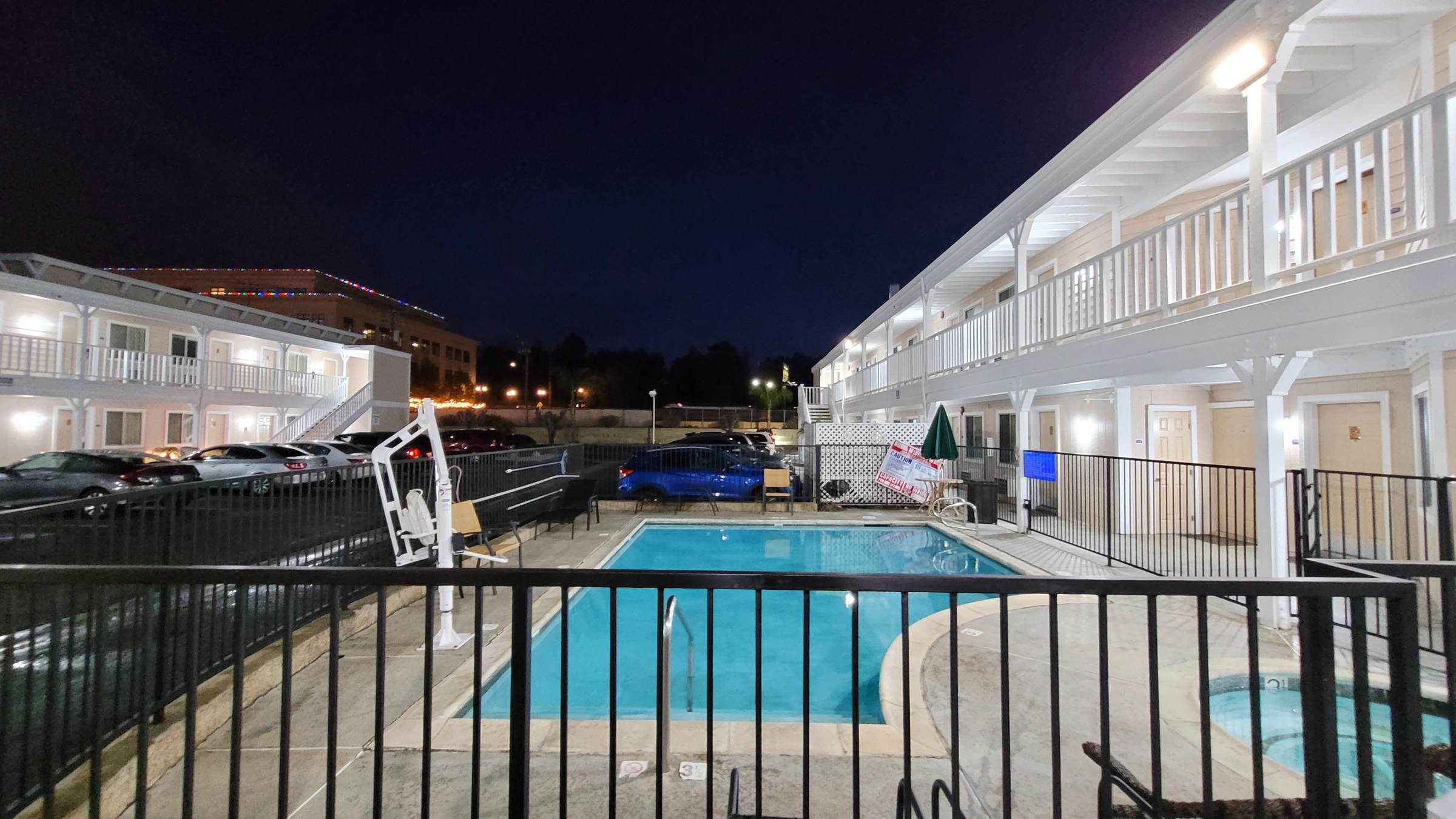 Rodeway Inn Temecula pool courtyard at night — original prior-listing photograph