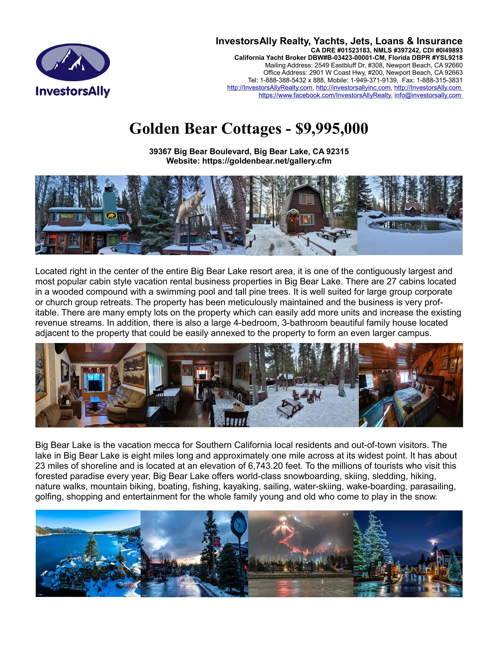 Original brochure for 27-cabin Golden Bear Cottages vacation rental