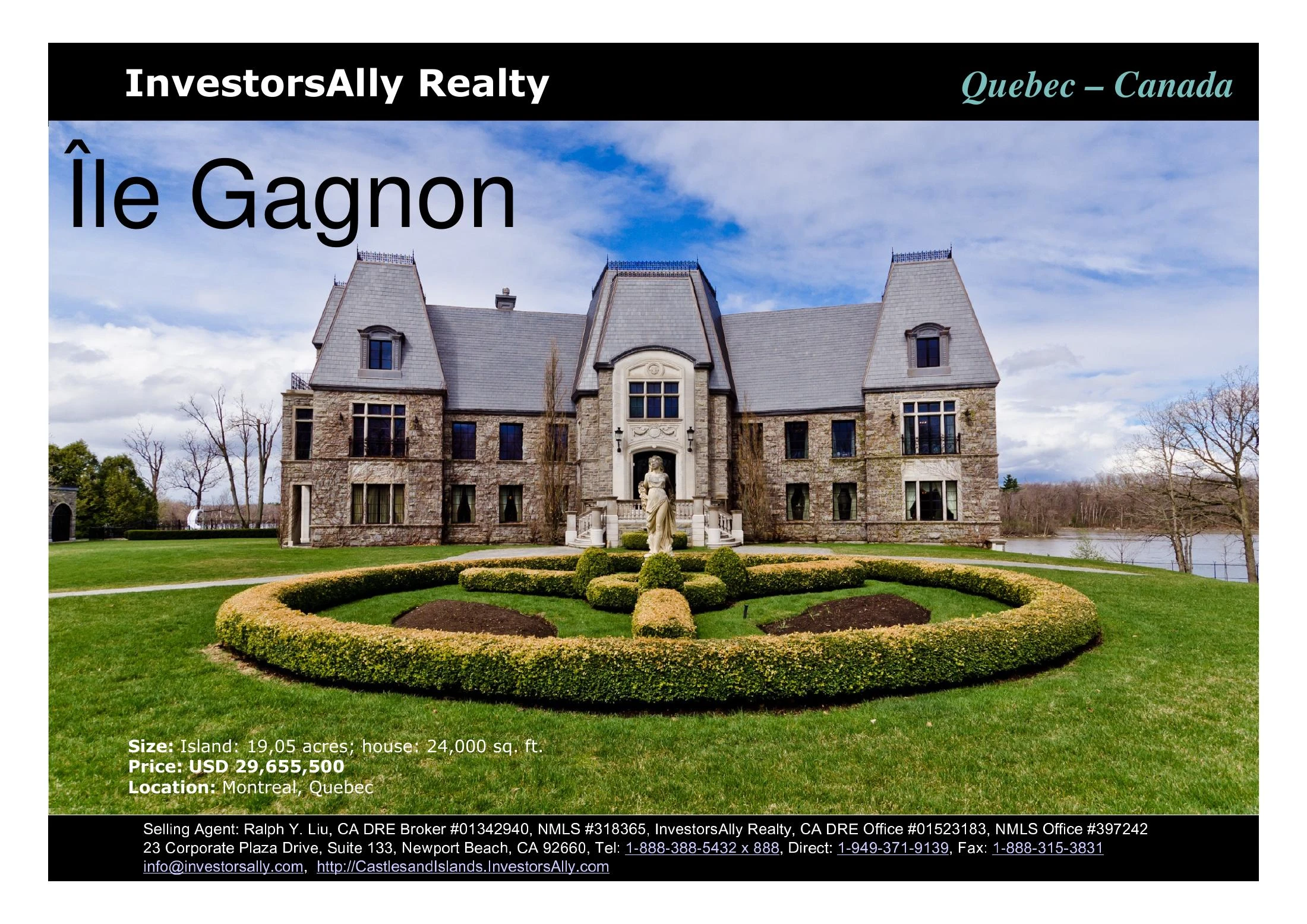 Original brochure for 19-acre Private Island, Ile Gagnon, Montreal, Quebec