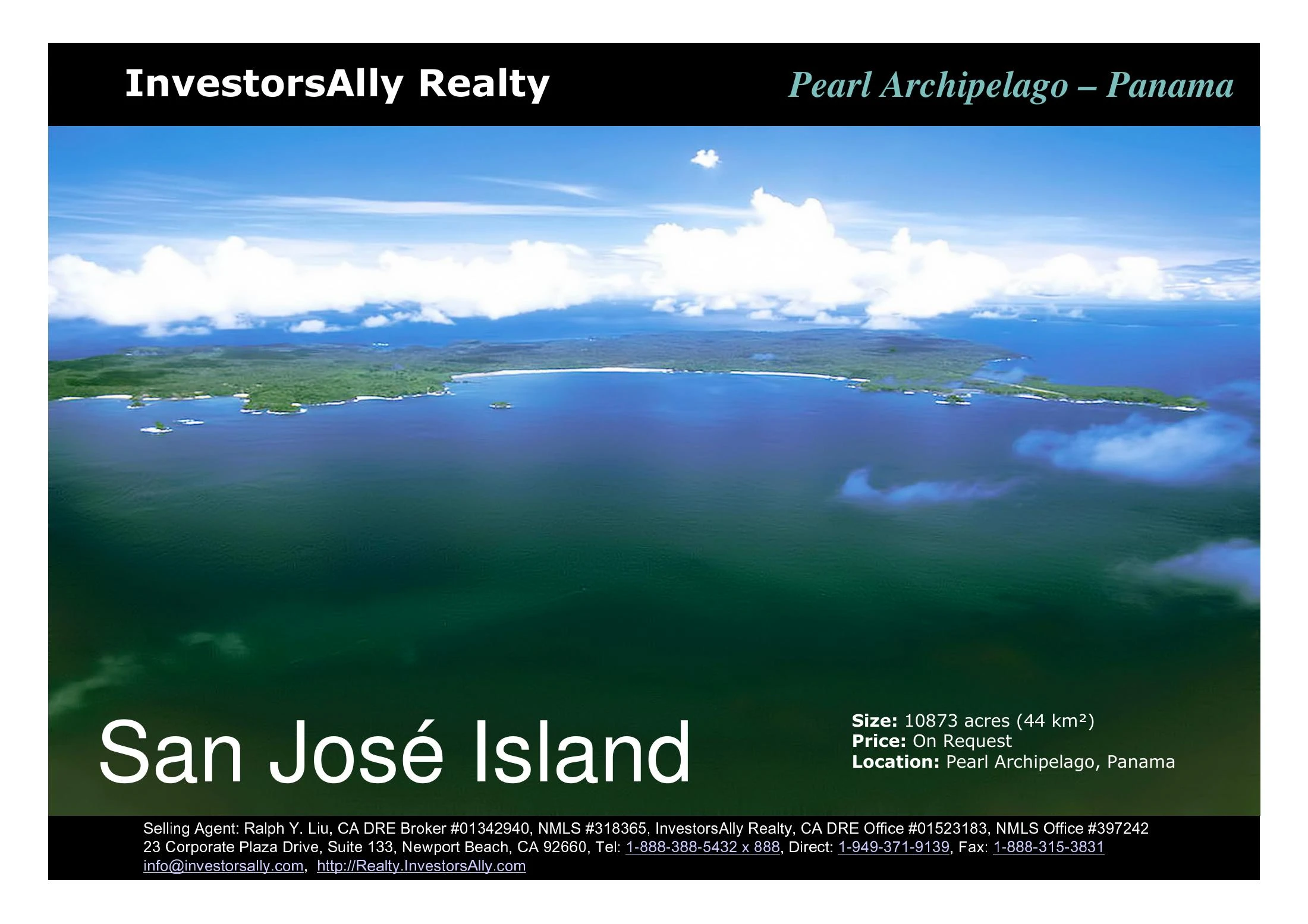Original brochure for 10,873-acre Private Island, San Jose Island, Pearl Archipelago, Panama