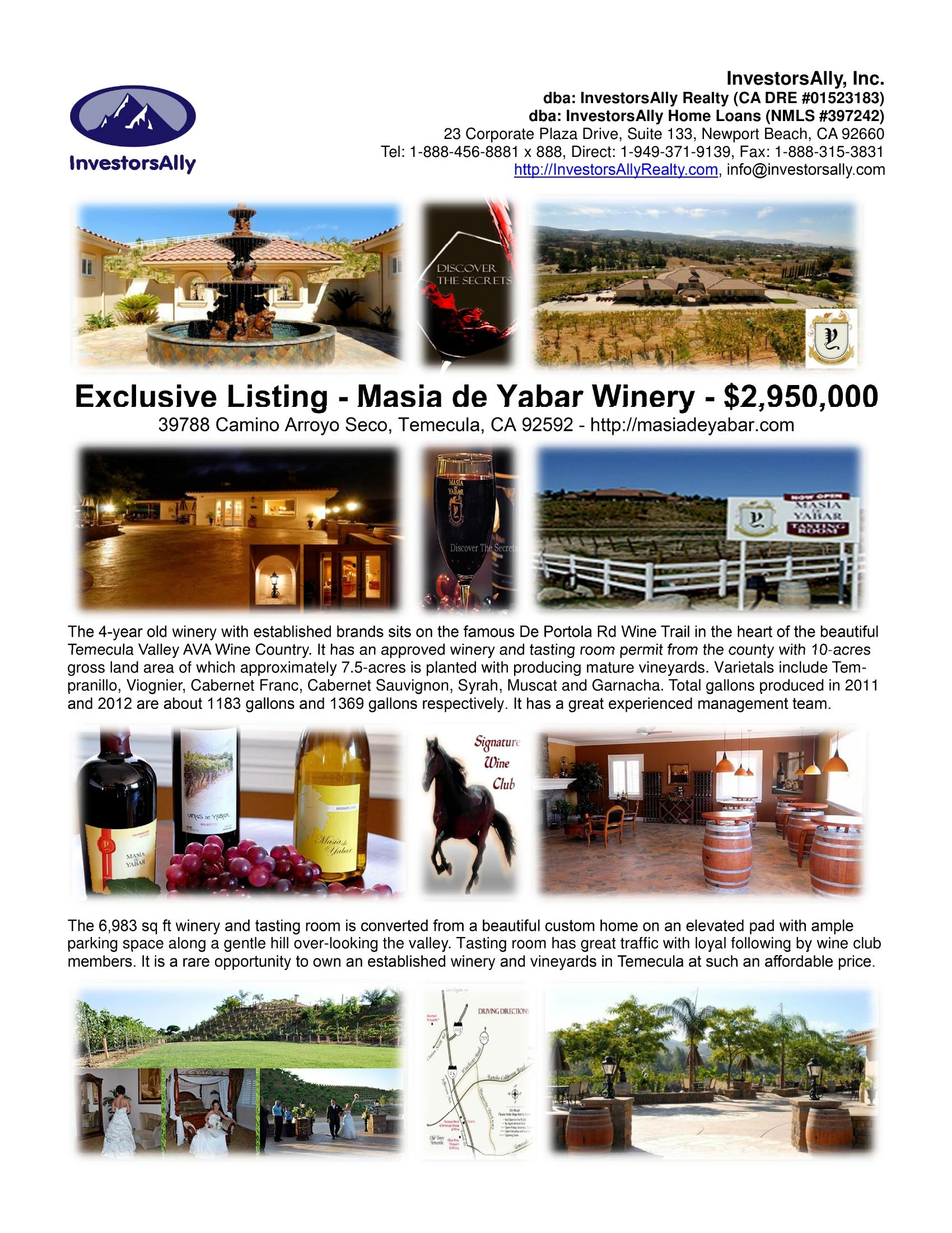 Original brochure for Masia de Yabar Winery, Temecula