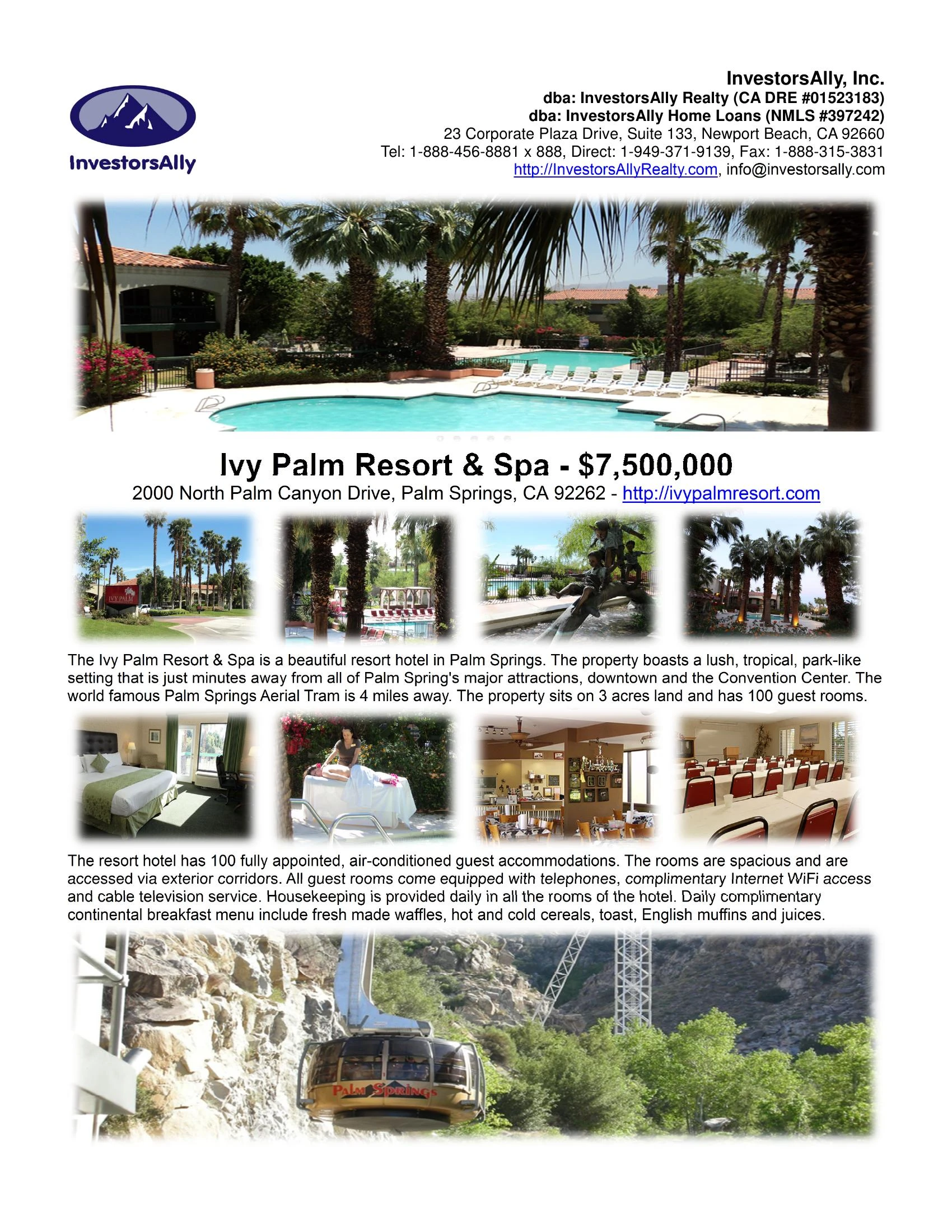 Original brochure for Ivy Palm Resort & Spa, Palm Springs (100 rooms)