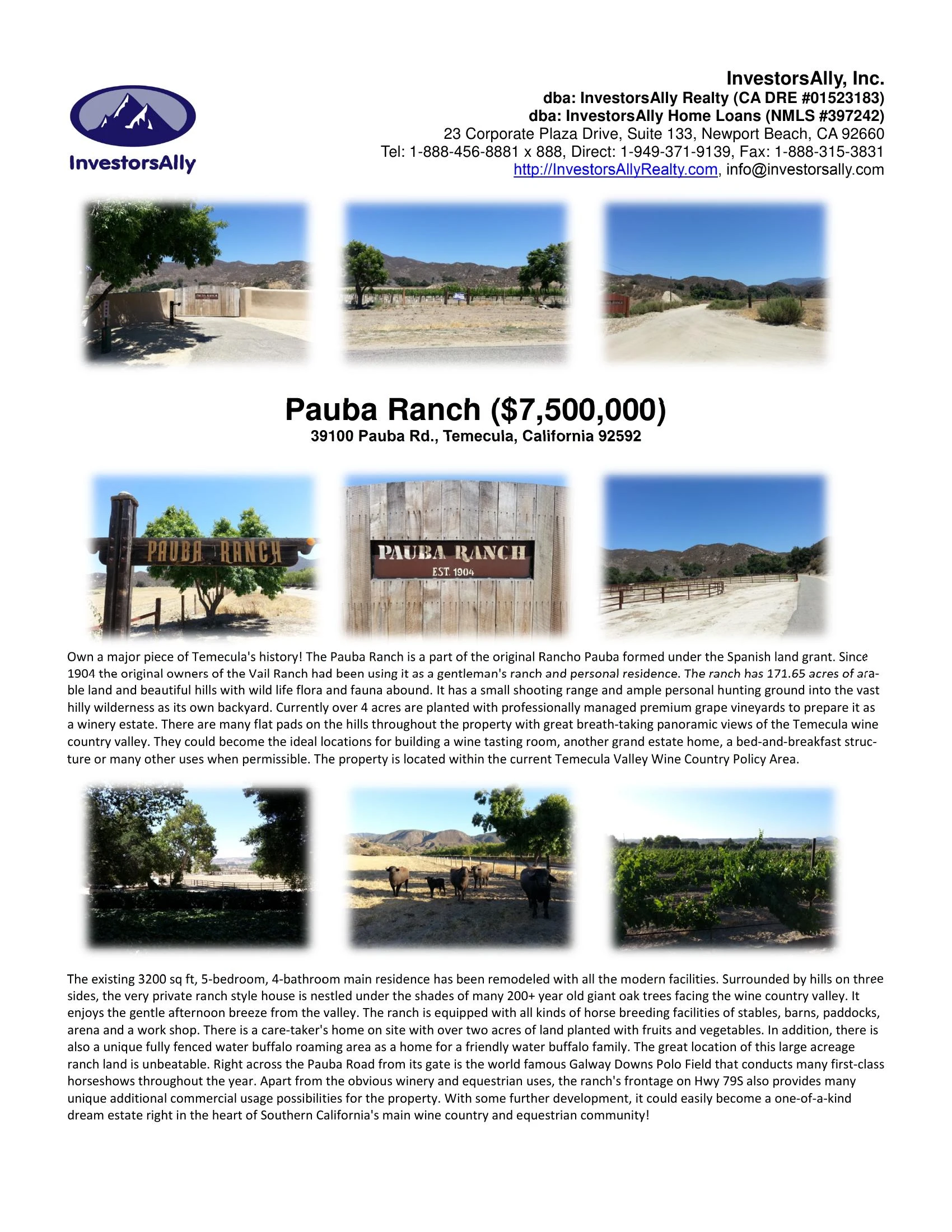 Original brochure for Pauba Ranch